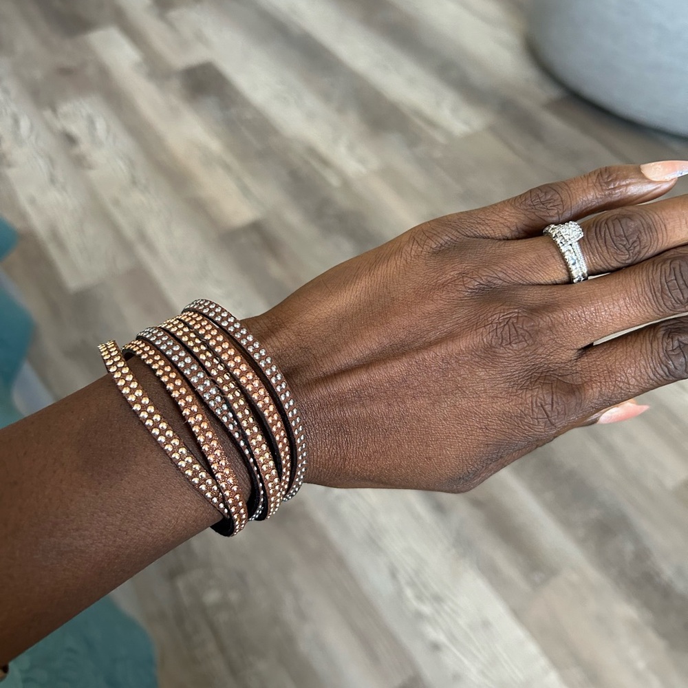 Elegant Brown and Gold Wrap Bracelet